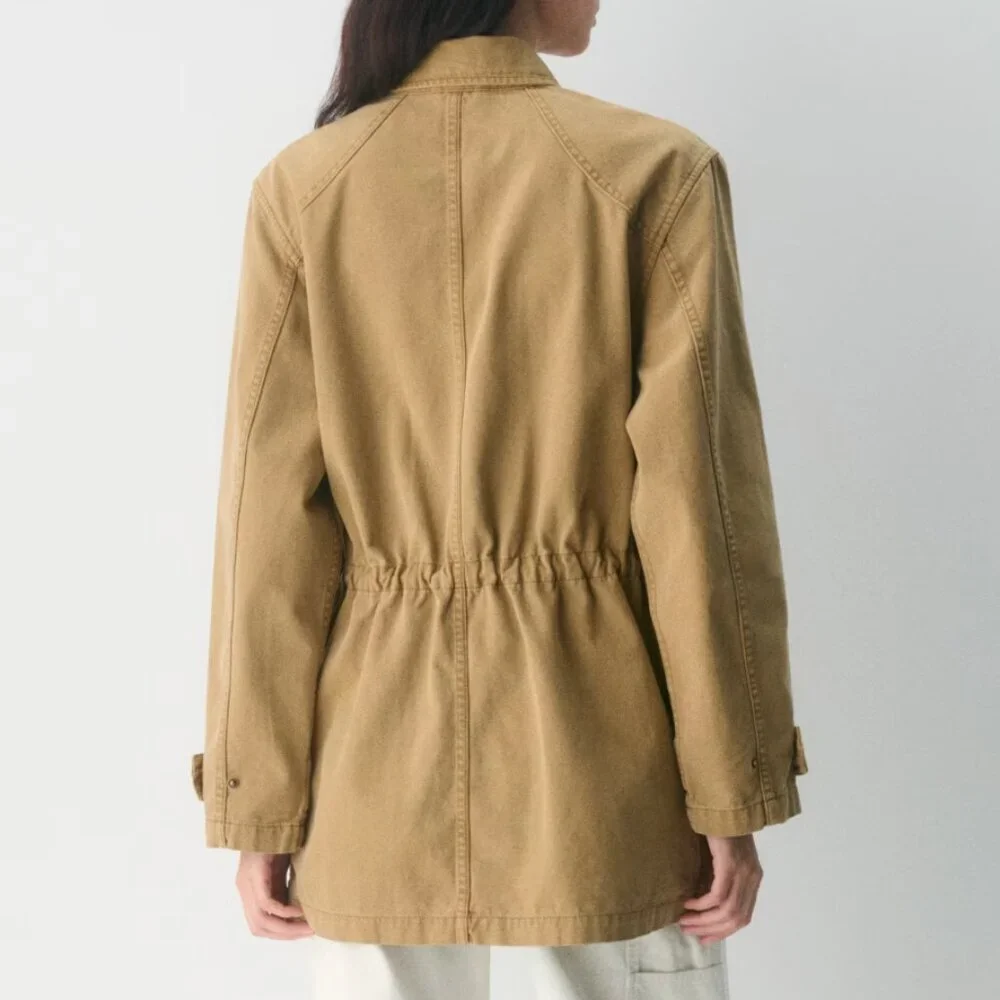 Aritzia TNA Jasper Field Jacket Relaxed Cotton Canvas Vintage Topaz Tan *Altered - Picture 2 of 16